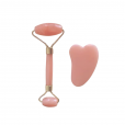 Kit Massageador Facial Roller + Gua sha de Resina Rosa