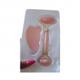Kit Massageador Facial Roller + Gua sha de Resina Rosa