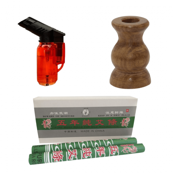 Kit Moxa + Apagador Madeira + Mini Maçarico
