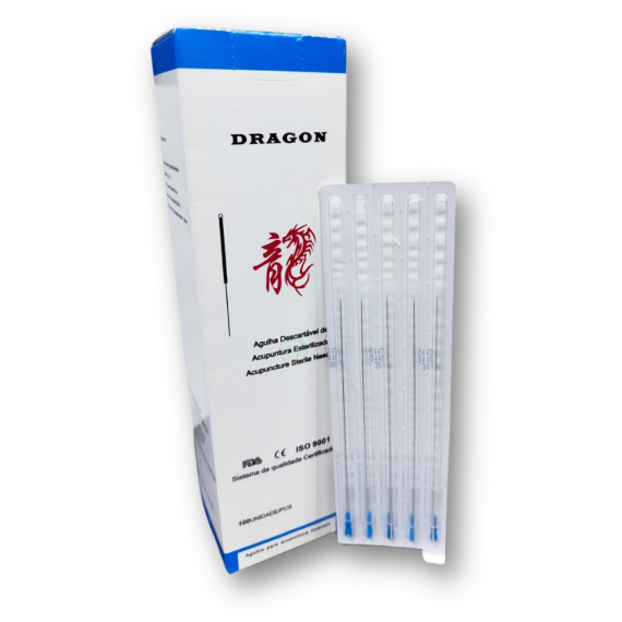 Agulha Para Acupuntura 0,30x90mm Gold Dragon Individual 100Un