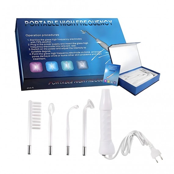 Aparelho Alta Frequência Portátil Facial Capilar 4 Eletrodos