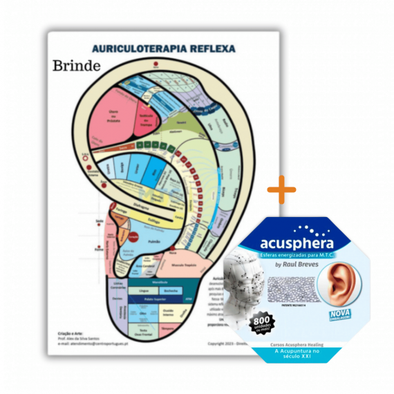 Cristal Radiônico Raul Breves + Mapa Auriculoterapia Reflexa 