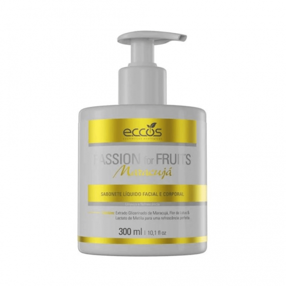 Sabonete Líquido Maracujá Passion For Fruits 300ml Vegano  Facial e Corporal - Eccos 