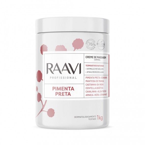 Creme de Massagem Corporal Pimenta Preta 1kg - Raavi