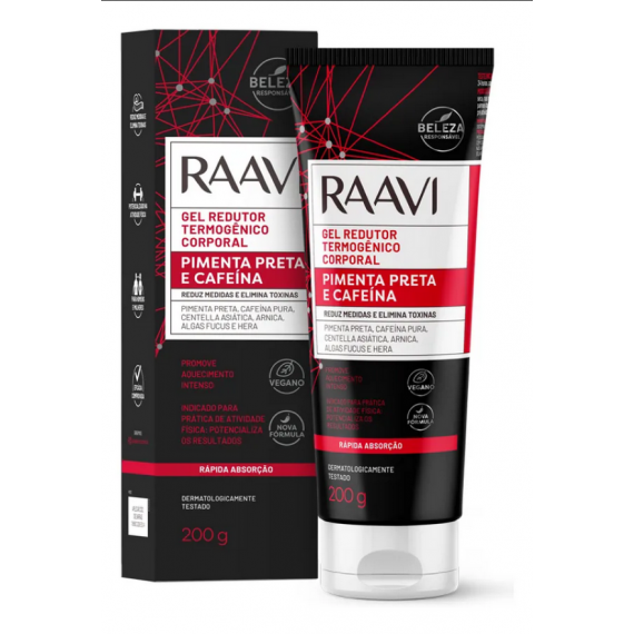 Gel Redutor Termogênico Pimenta Preta E Cafeína 200g - Raavi
