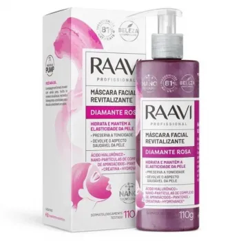 Máscara Facial Revitalizante Diamante Rosa 110g - Raavi 