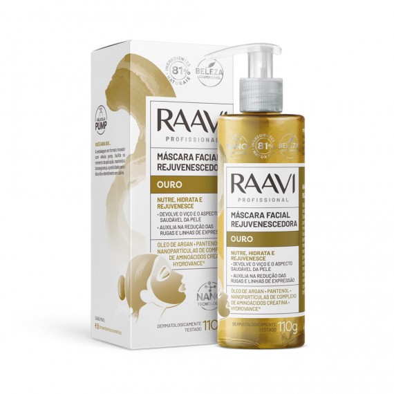 Máscara Facial Rejuvenescedora Ouro 110g - Raavi 