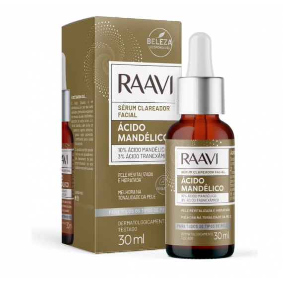 Sérum Clareador Facial Ácido Mandélico 30ml - Raavi 