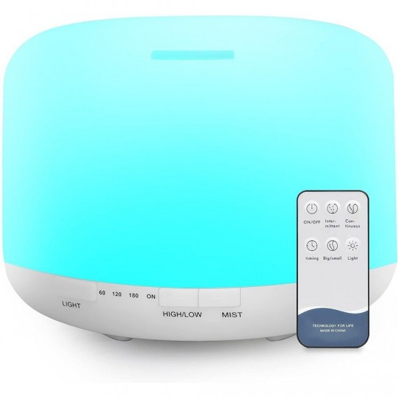 Difusor Aromatizador Umidificador Luz Led e Controle Remoto 500ml