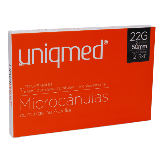 Microcânulas 22G 0,70x50mm Cx 12 Und Com Agulha Pertuito - Uniqmed