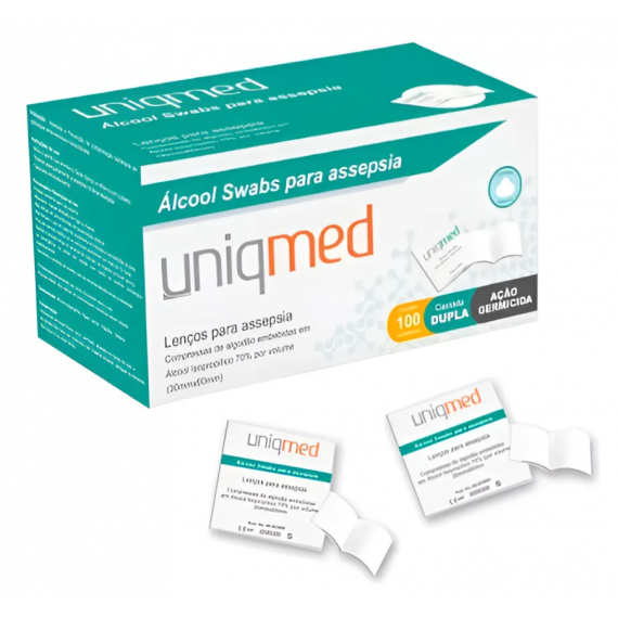 Álcool Swabs Caixa com 100 unidades - Uniqmed 