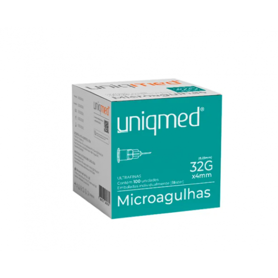 MICROAGULHAS 32G X 4MM MESOTERAPIA SKINGBOOSTER Cx 100un - UNIQMED