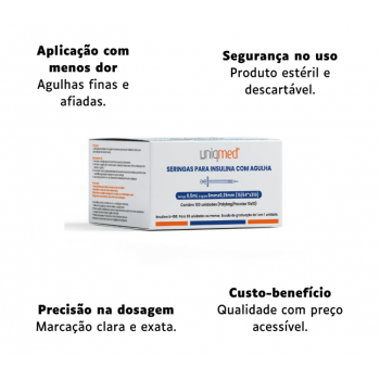 Seringas Para Insulina Kit 10un 0,5ml 6mm 31g Polybag - Uniqmed