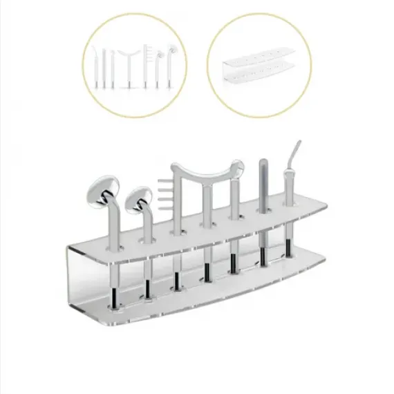 Kit Eletrodos Alta Frequência 7 Peças + Rack Organizador